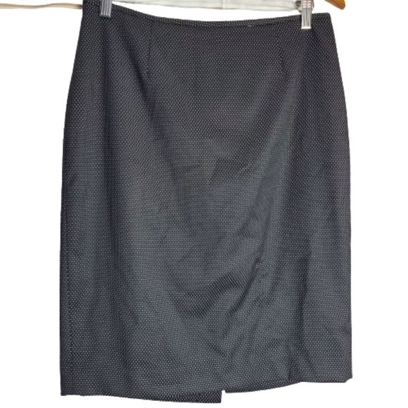 Calvin Klein Black White Polk Dot Fully Lined Business Career Pencil Skirt Sz 8 - Picture 1 of 11